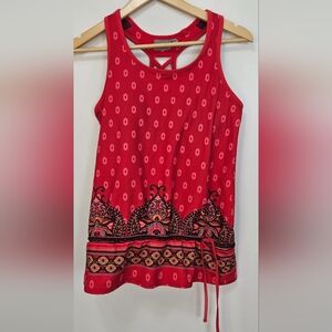 Athleta Women's Vibrant Red Patterned Tank Top